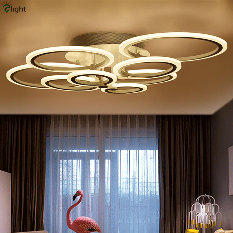 Us 136 43 35 Off Moderne Dimbare Acryl Ringen Led Plafondlamp 2 Lagen Bloem Metalen Ronde Afstandsbediening Plafondlamp Voor Foyer In