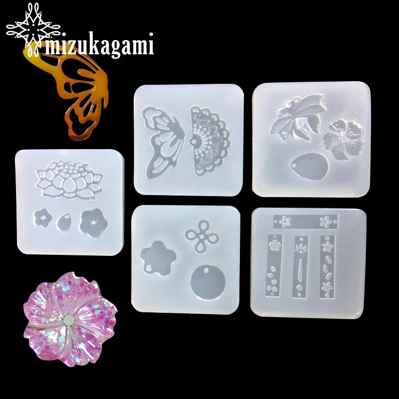 1pcs UV Resin Jewelry Liquid Silicone Mold Shell Butterfly Sakura Silicone Resin Mold For Jewelry DIY Intersperse Decorate