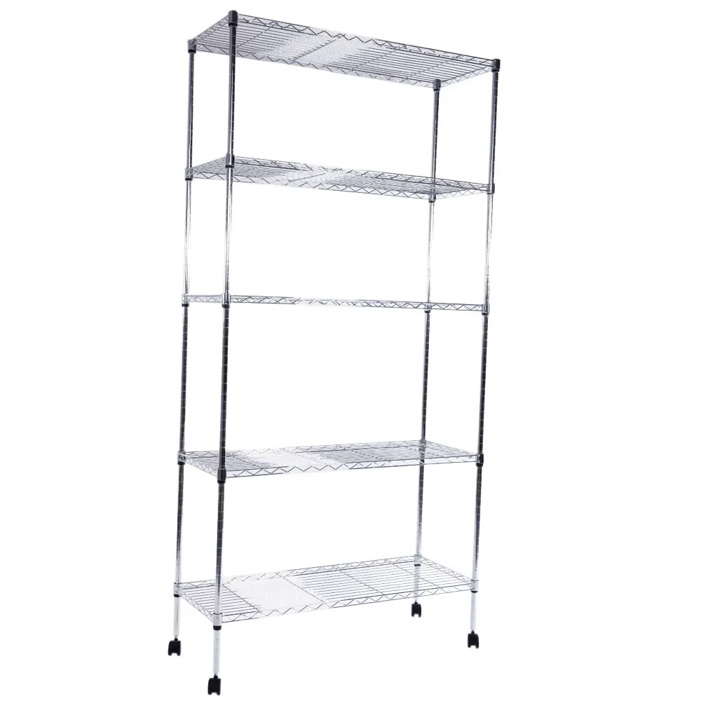 

165 X 90 X 35 5-Layer Chrome Plated Iron Shelf with 1.5" Nylon Wheels Chrome
