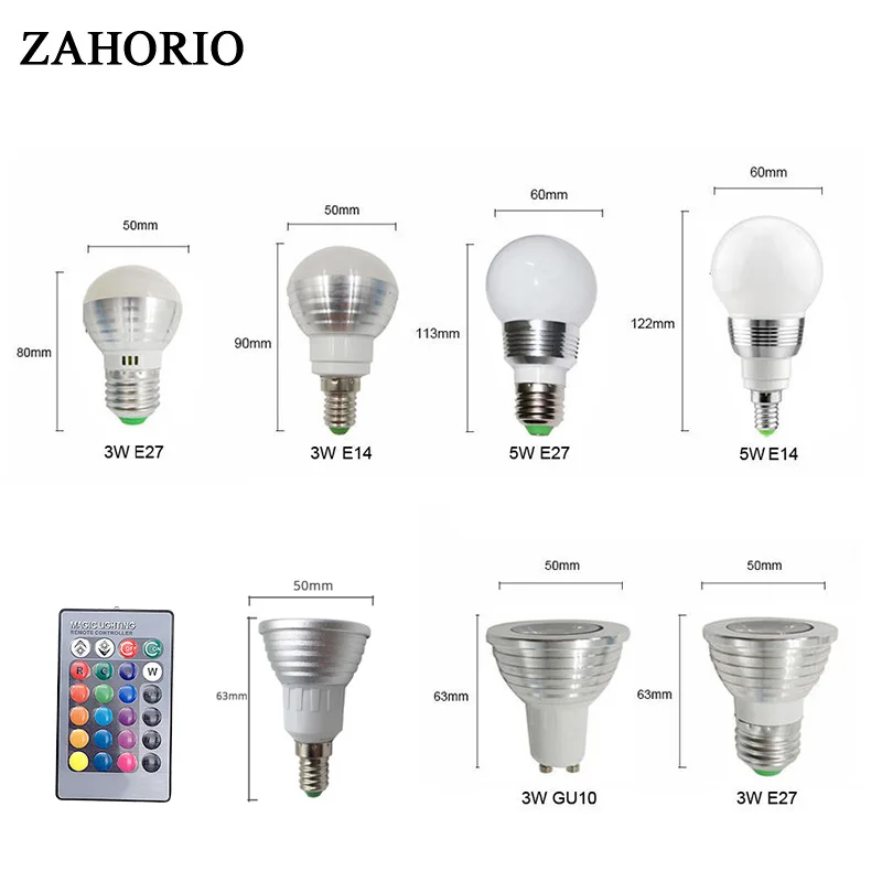 3 W 5 W E27 E14 GU10 RGB LED Bombilla lámpara LED RGB foco AC85-265V Lamparas LED bombilla de luz de casa de vacaciones de Navidad, luces de la noche 3 W 5 W E27 E14 GU10 RGB LED Bombilla lámpara LED RGB foco AC85-265V Lamparas LED bombilla de luz de casa de vacaciones de Navidad, luces de la noche