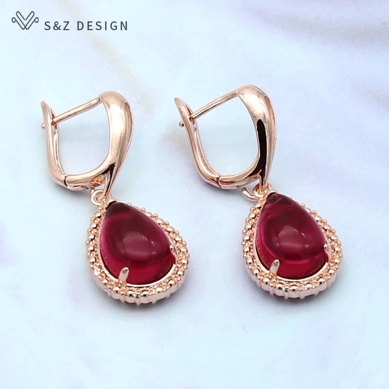 

S&Z Cute Smooth Water Drop Dangle Earrings 585 Rose Gold Romantic For Women Girl's 2019 Fashion Jewelry Eardrop