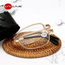 UVLAIK складные бифокальные очки для чтения для мужчин и женщин, портативные складные металлические оправы, очки по рецепту дальнозоркости, винтажные полимерные очки