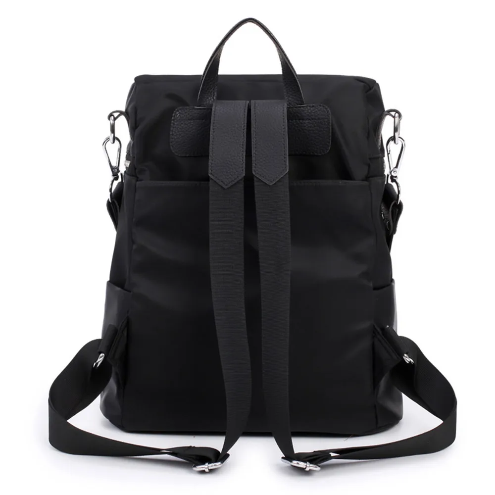Black Nylon Daypack for Teenage Girls Dragonfly Embroidery School Bags Backpack