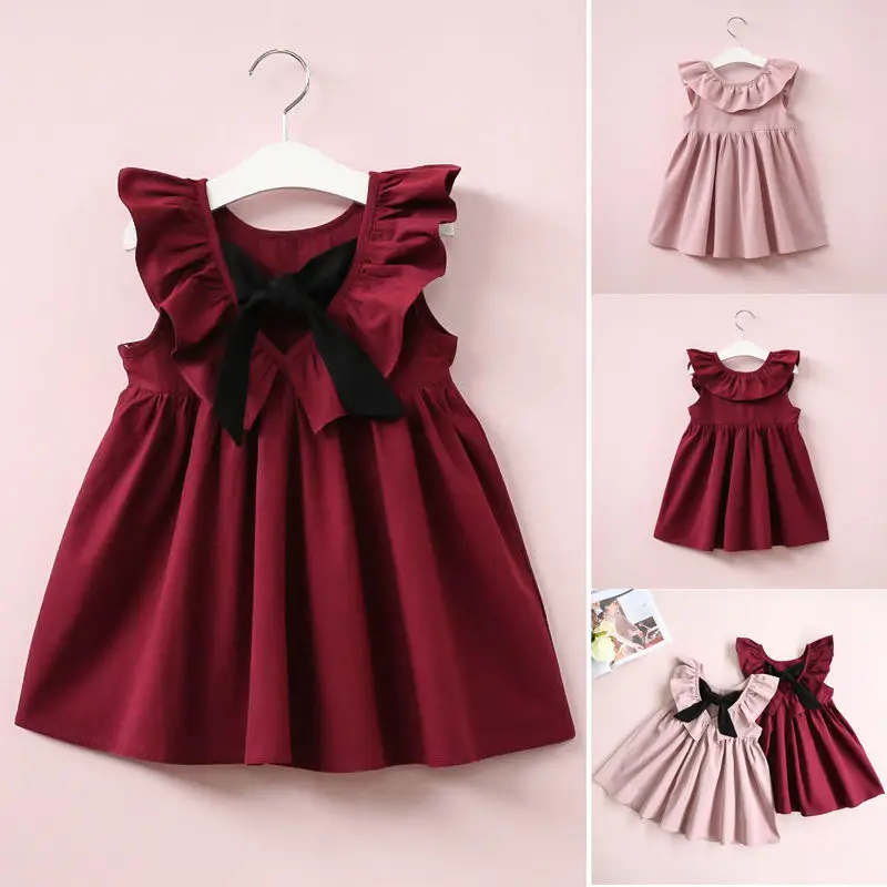 

Baby Toddler Kids Girls Sleeveless Dress Summer Sundress Party Dresses Children Brief Soft Princess Sundress Clothing 2-7Years
