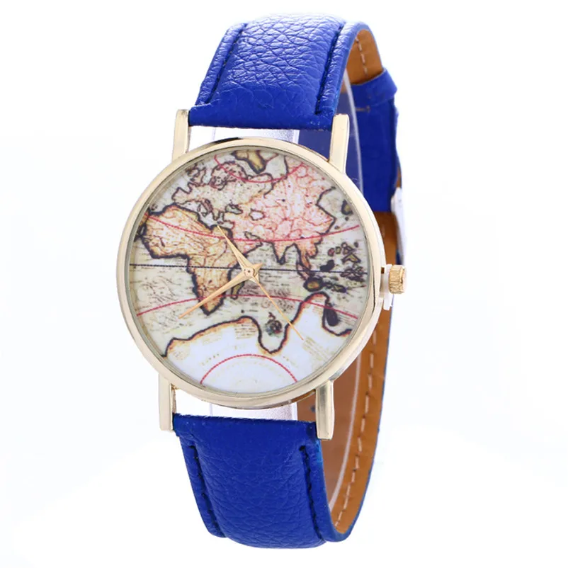 Women's watches 2018 fashion casual watches Creative Map Pattern Quartz Watch Leather Strap Belt Table Watch clock Relogios M17 (4)