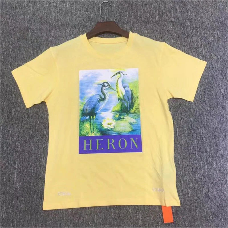 Heron Preston T Shirts 18SS Men Women 11 Red crowned Crane Heron Preston T shirt Embroidery