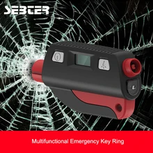 SEBTER Multifunction Glass Window Breaker Emergency Key Rings Mini Safety Hammer Escape Tool for Car Tire Pressure Detection LED