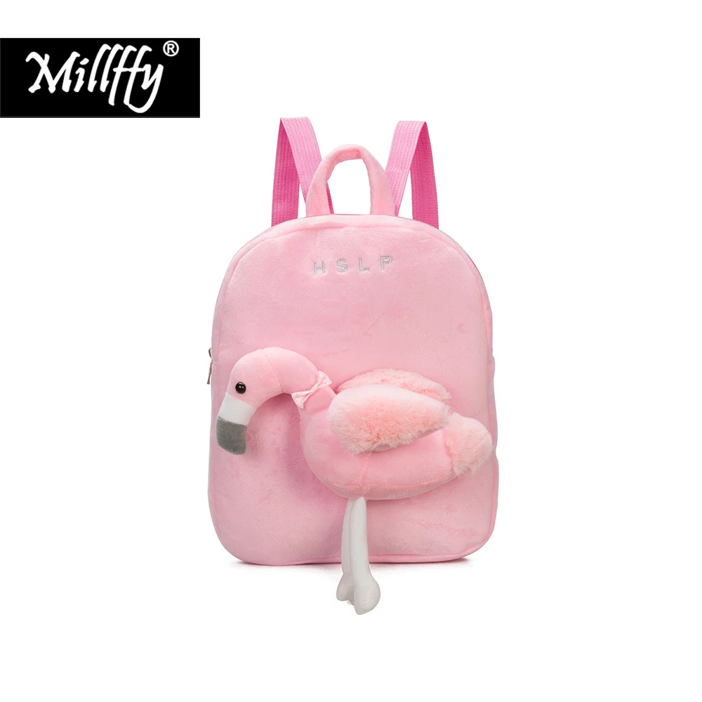 

New Arrival Plushie Flamingo Bag Cartoon Animal Plush Backpack Flamingo Backpack Handbag for Girls Kids
