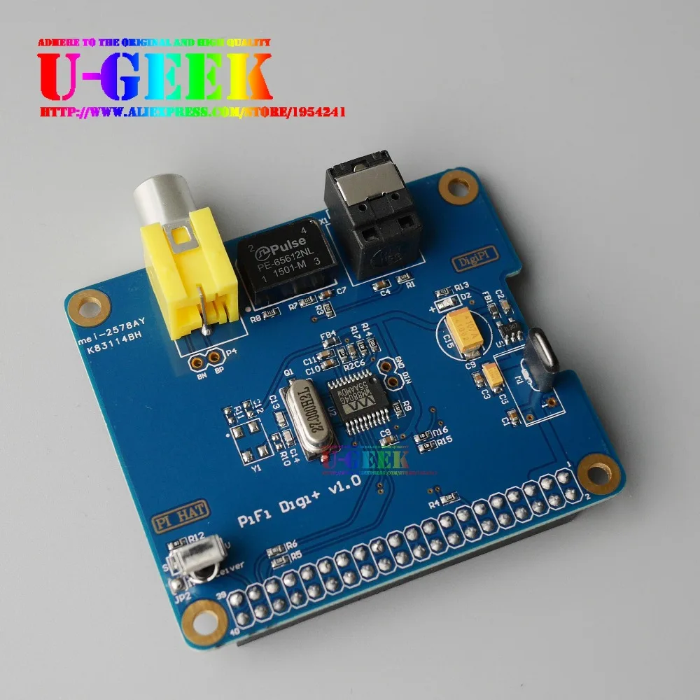 UGEEK AOIDE HIFI DiGi + Plus การ์ดเสียงดิจิตอล I2S SPDIF Optical Fiber สำหรับ Raspberry pi 3B 3B