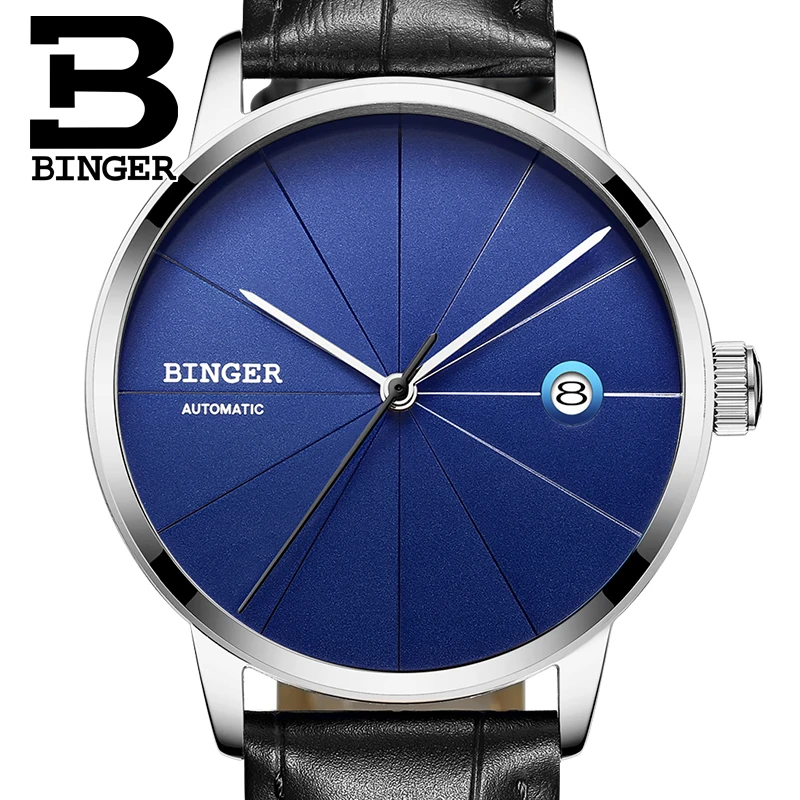 Брендовые Часы Seiko с автоматическим перемещением, мужские механические часы t BINGER, полностью черные часы с сетчатым ремешком из нержавеющей стали, мужские часы