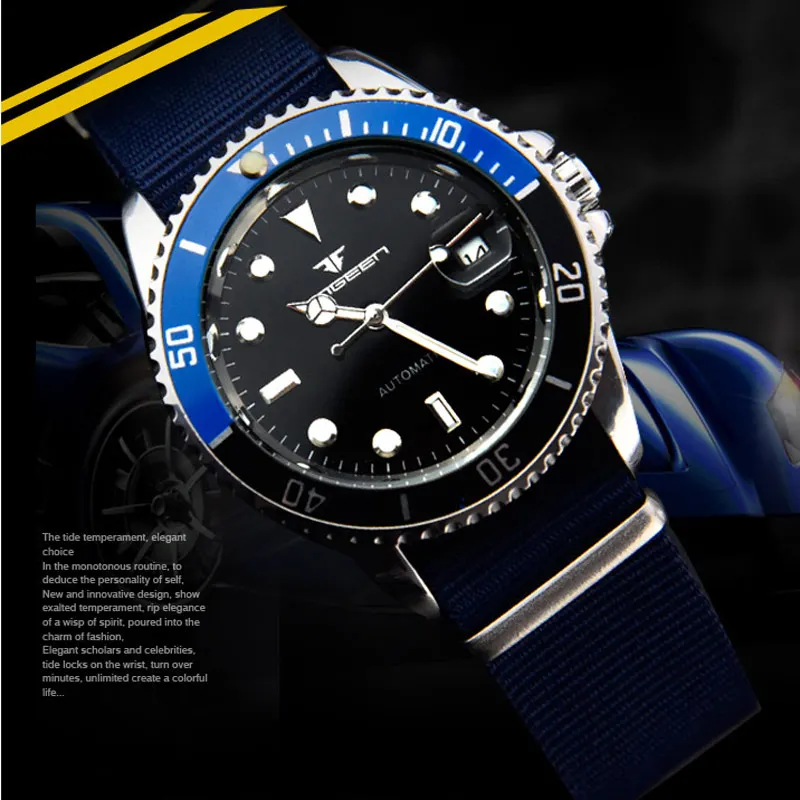 

Top Brand Role Luxury Automatic Watch Men Sport Mechanical Watches Self Wind Fashion Clock 2017 Nylon Strap Sports Wristwatch
