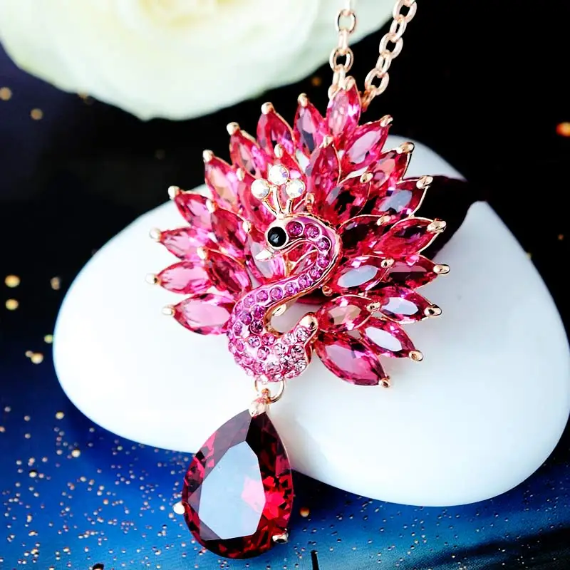 

Xia Mu High-Grade Crystal Sweater Chain Length Women's Accessories The Peacock Queen Sweater Autumn And Winter Accessories