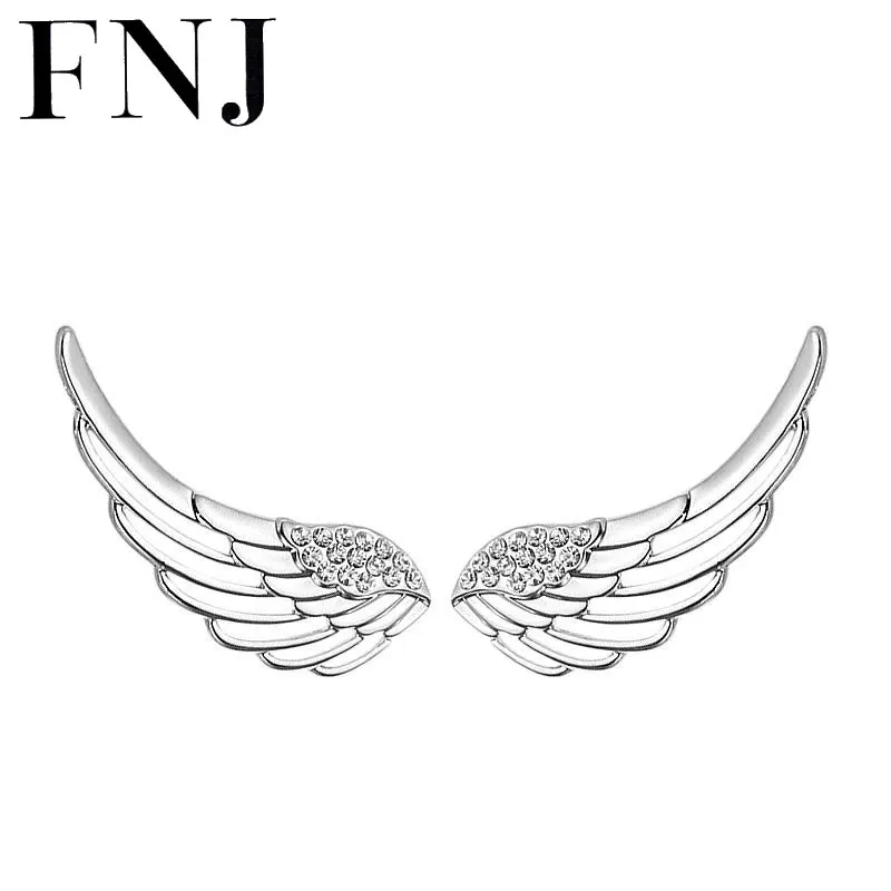 GZ серьги с крыльями и перьями из серебра 925 пробы, Женские Ювелирные изделия из стерлингового серебра пробы, серьги-гвоздики с кубическим цирконием