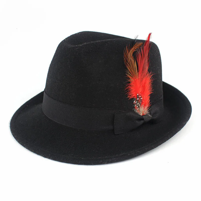 Фибоначчи новая имитация шерсти перо фетровые шапки для мужчин и женщин Манхэттенский структура Гангстер Трилби боулинг, джаз шляпа