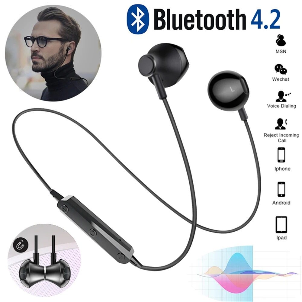 Наушники вкладыши Bluetooth бас сабфувер и гарнитура для iphone xiaomi DJ mp3 спортивные