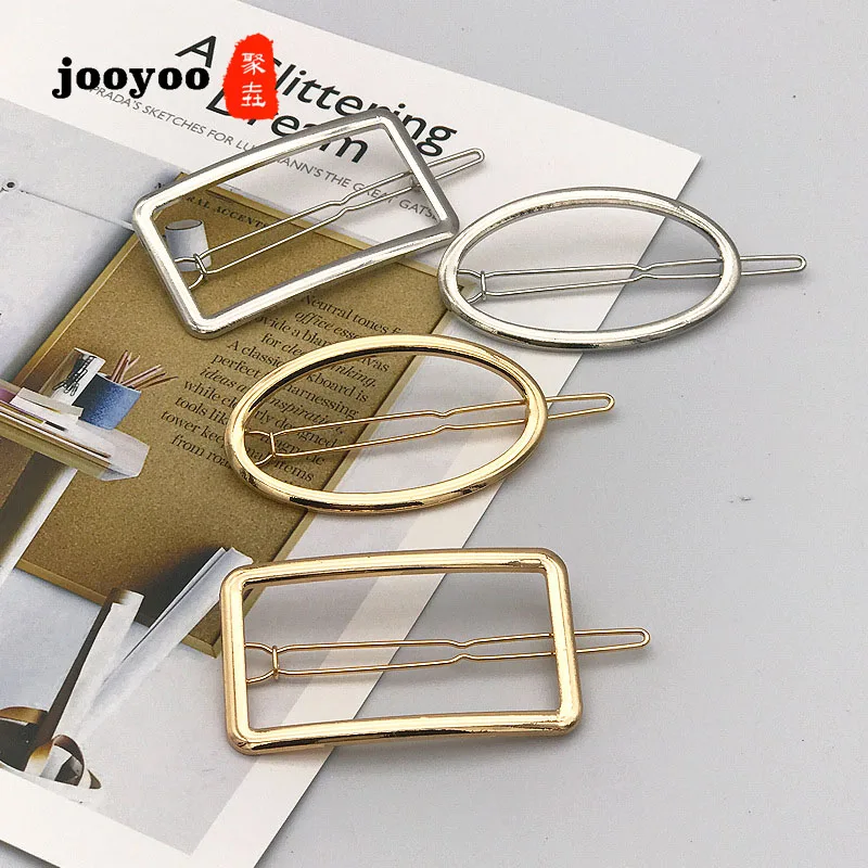 

Fashion Popular Hair Accessories New Alloy Square Geometry Hairpin Side Clip Frog Clip J