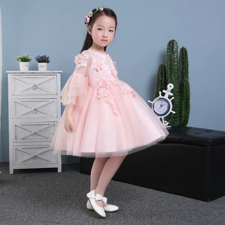 Детское платье новое платье для принцесс платье для девочек розовый pettiskirt Цветок костюм для девочек платье для дня рождения - Цвет: Розовый
