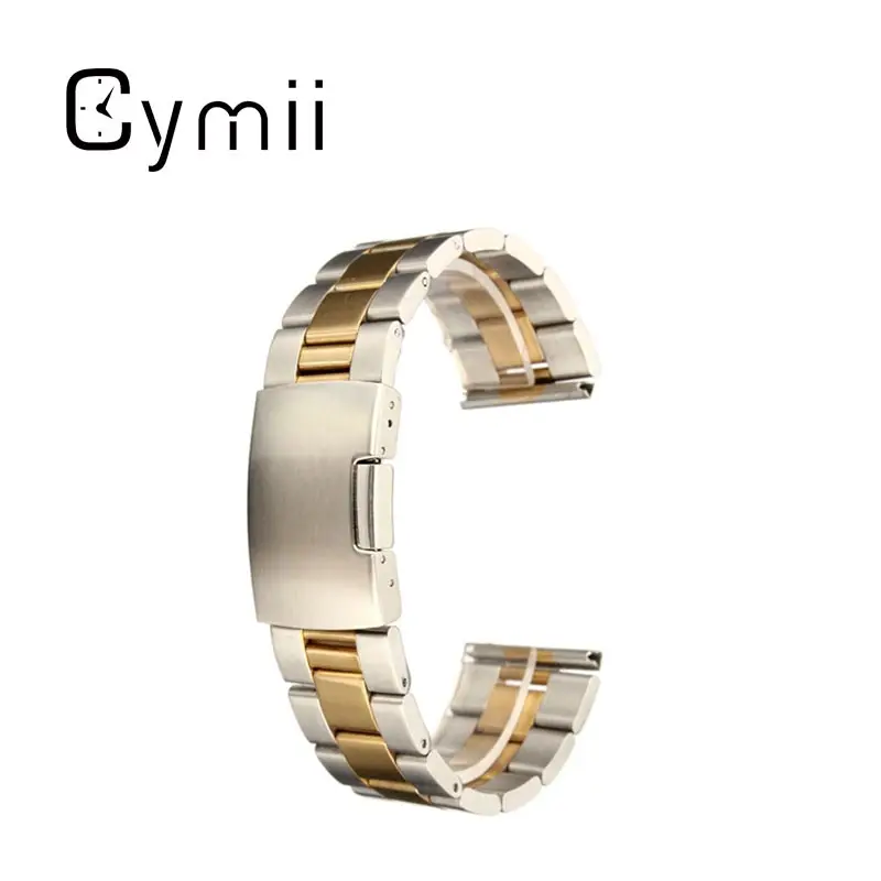 

Cymii 1Pcs Golden Stainless Steel Solid Link Watch for Watchband Strap Bracelet Straight End 18/20/22/24mm
