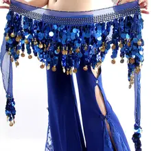 Belly Dance Chiffon Belly Dance Hip Scarf 58 Coins Sequin Waistband Belt Skirt Hip Wrap
