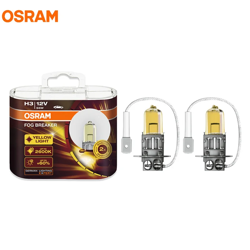 Лампа Ксеноновая OSRAM H3 желтые лампы 12V 55W 2600K Pk22s туман выключатель серии ксенон супер желтый Противотуманные огни автомобиля светильник 200