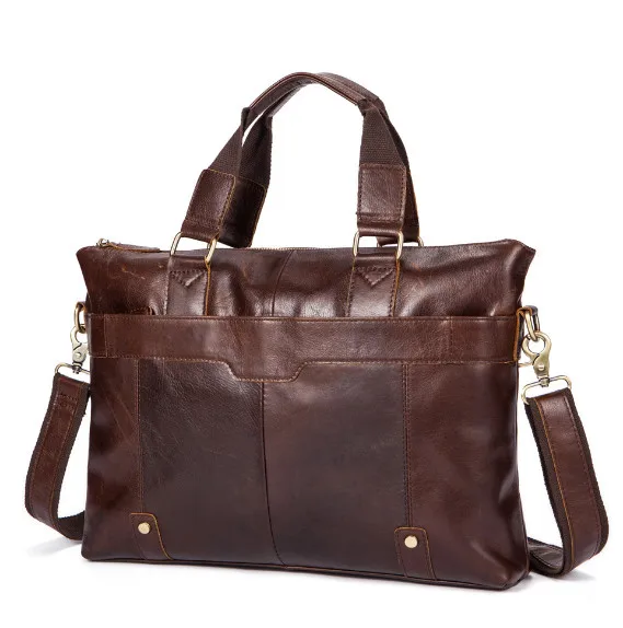 

Men's Retro Genuine Leather Business Casual Briefcase Men's Shoulder First Layer cow Leather Crossbody 14" laptop Messenger Bag