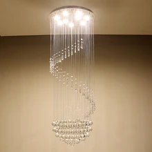 Minimalist chandelier luxury villa spiral staircase crystal Light LED lustre Crystal hanging lamps living room chandeliers modern simple duplex staircase led bubble column living room chandelier rotating villa ceiling crystal column led crystal lights