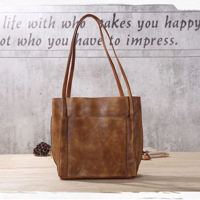 

First Layer Cowhide Women Totes Bag Top-handle Bag Genuine Leather Female Ladies Single Shoulder Bag Two-sets Composite Package