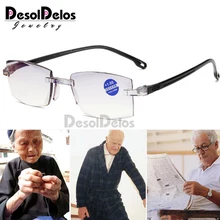 Модные ультралегкие очки для чтения без оправы, женские и мужские прозрачные линзы, анти-Blu-Ray компьютерные очки, очки для чтения Пресбиопии