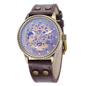

New SHENHUA Top Brand Luxury Bronze Men Watches Automatic Mechanical Watch Roman Display Antique Clock Relogio Wrist Watch