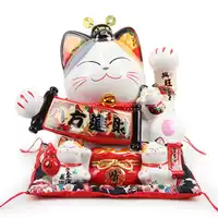 日本大ラッキー猫の装飾セラミック貯金箱クリエイティブホームデコレーションショップオープニングギフト王室猫風水インテリアクラフト