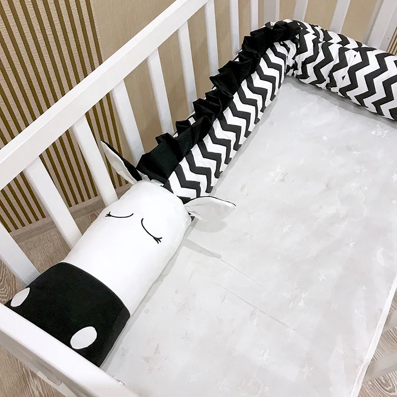 

New Cotton Baby Crib Bed Bumper Black and White Zebra Children's Bedding Safety Crashworthy Guardrail Cotton Cot