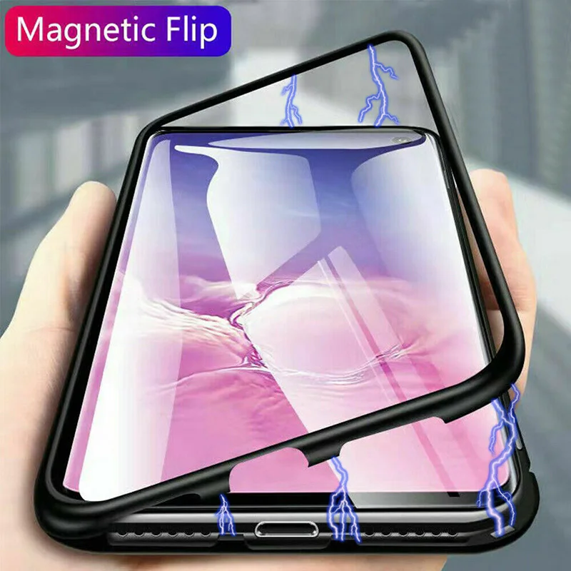 

Magnetic Adsorption Case For Samsung Galaxy S10 S9 S8 Plus S10E Glass Magnet Cover Shockproof For Samsung Note 9 8 Cover Case