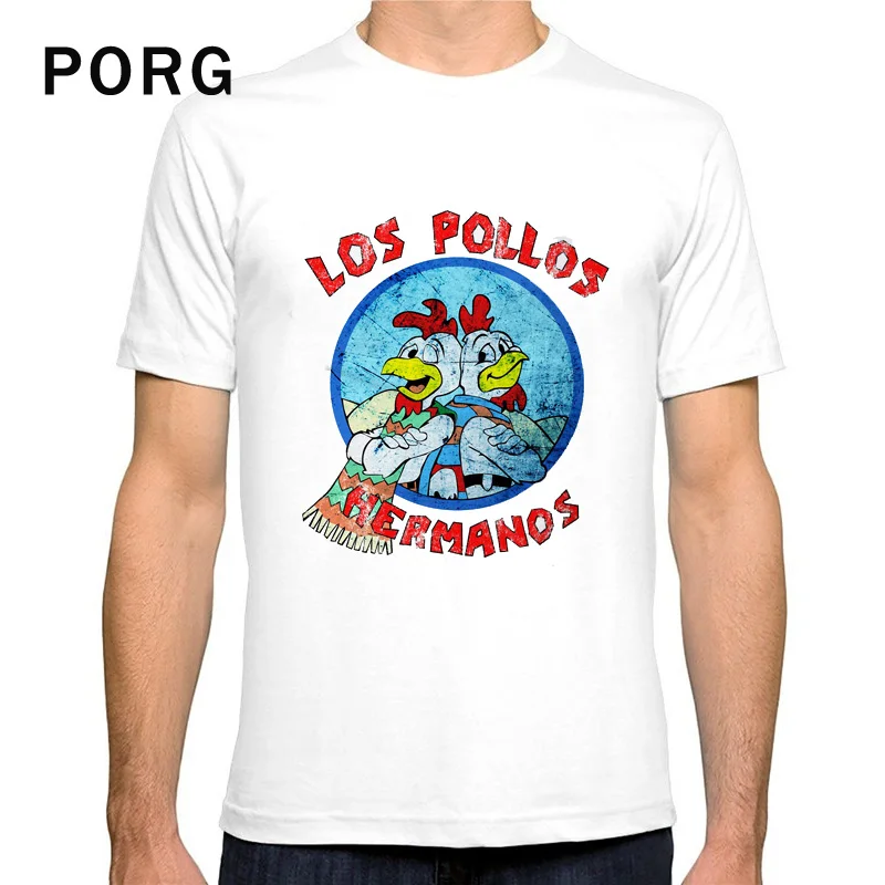

LOS POLLOS Hermanos T Shirt Chicken Brothers tshirt Printe White Tee Streetwear Harajuku Camisetas Hombre Funny t shirts Men