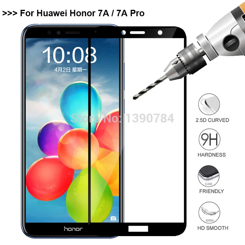2.5D полное покрытие закаленное Стекло для huawei Honor 7C Pro 7A 10 9i играть Экран протектор