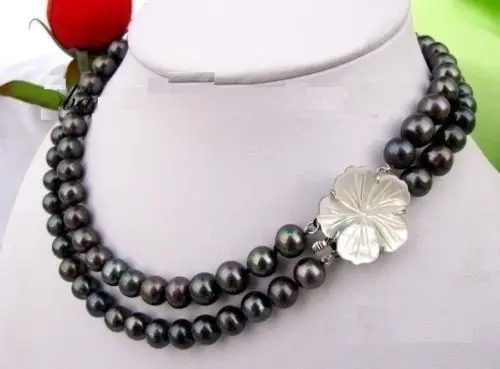 

Hot selling>@@ ddh002035 2 ROW 10-11mm genuine south sea black pearl bracelet 17''18'' -Bride jewelry free shipping