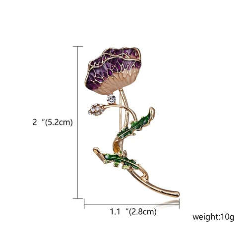 RINHOO Fashion Handmade Colorful Camellia Flower Leaf Plants Crystal Rhinestone Collar Brooch Pin for Women Men Costume Jewelry - Metal color: Flower