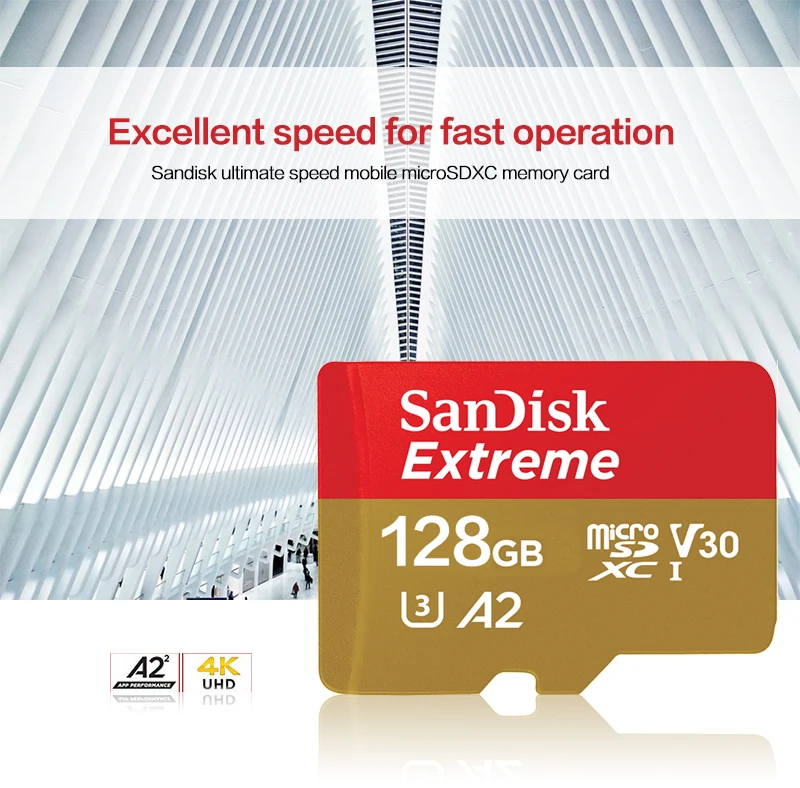 SanDisk Extreme Micro SD карта U3 V30 A2 карта памяти 64 Гб 128 ГБ 256 ГБ TF карта для камеры Дрон cartao de memoria