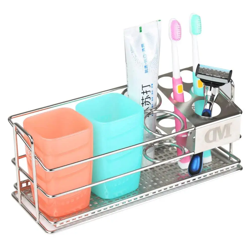 

Steel Toothbrush Holder Stand 304 Stainless Steel Bathroom Sturdy Storage Toothpaste Rack