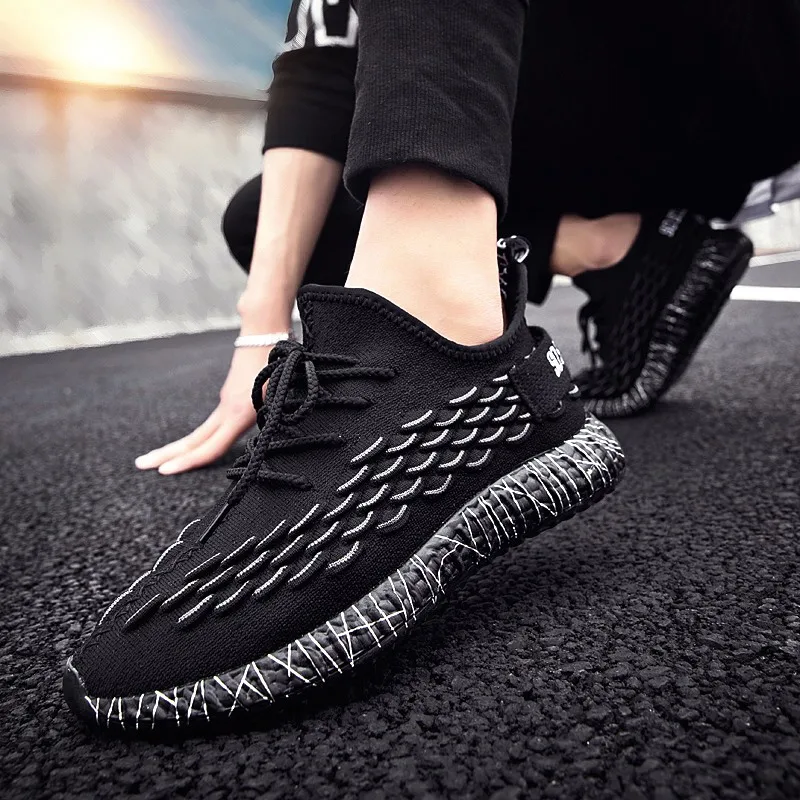 

High Quality Breathable Sneakers For Male Fly Weaving Running Shoes For Men 2019 Spring Autumn Sport Shoes Zapatillas Hombre