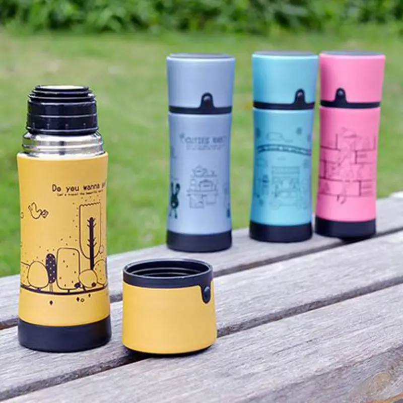 Outdoor Bike Bicycle Stainless Steel Cartoon Water Bottle Vacuum Flask bottle for water 350ML 500ML