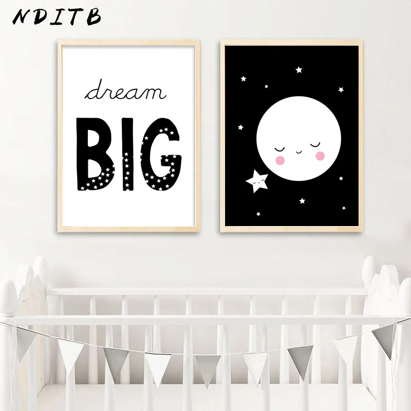 

NDITB Nursery Wall Decor Canvas Posters and Prints Art Painting Black White Decorative Picture Nordic Kids Bedroom Decoration