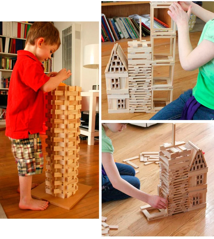 Baby Educational Toys Citiblocs 300Pcs Nature Wood Building Blocks Interactive Games Set Wooden Toys Deluxe Birthday Gift baby-building-blocks-wooden