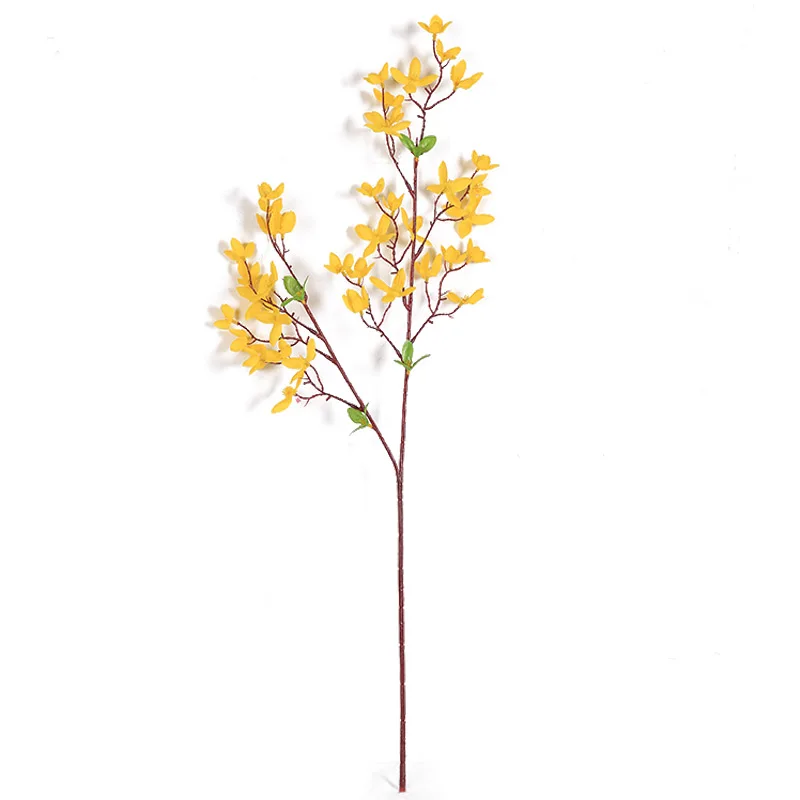 Erxiaobao желтый Jasminum Nudiflorum Lindl Искусственные цветы с зеленым листом настольный домашний Свадебный декор Шелковый искусственный цветок - Цвет: Yewllo