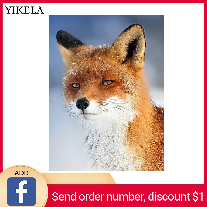 

YIKELA 5D DIY Full Square Diamond Painting Snow Fox Diamond Embroidery Cross Stitch Rhinestone Mosaic Home Decor Stickers Gifts
