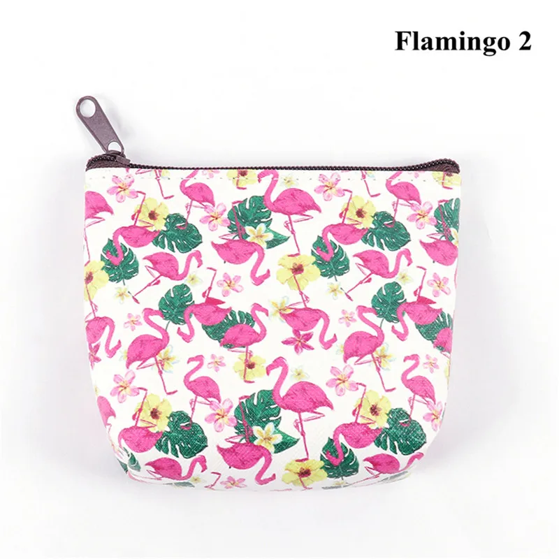 Женские мини портативные сумки с принтом Совы/единорога/фламинго, модный кошелек для монет, держатель для карт, кошелек, чехол для ключей, сумка для макияжа с героями мультфильмов - Цвет: Flamingo 2