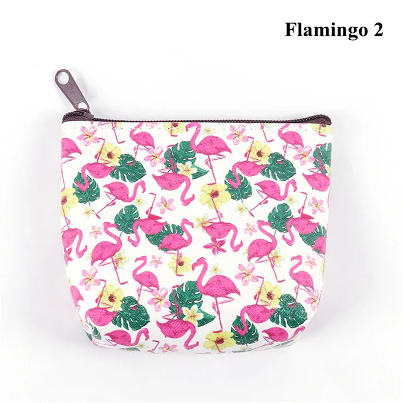 Flamingo 2 Женские мини портативные сумки с принтом Совы/единорога/фламинго, модный кошелек для монет, держатель для карт, кошелек, чехол для ключей, сумка для макияжа с героями мультфильмов - Цвет: Flamingo 2