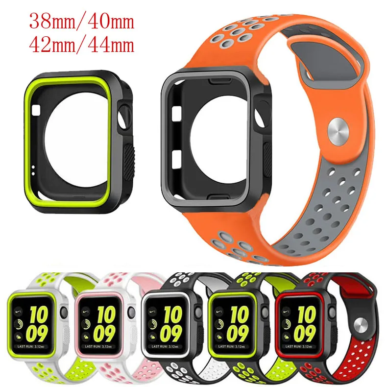 Силиконовый спортивный ремешок для Apple Watch band 5/4/3/2 42 мм 44 iwatch 38 40 чехол наручных