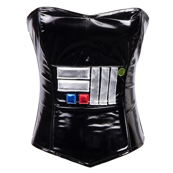 Vocole Star Wars Sci-Fi Commander Wet Look корсет и бюстье из искусственной кожи Топы - Цвет: Черный