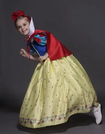 Платье для ролевых игр для девочек на Хэллоуин 100-150 см Детский костюм Белоснежки для костюмированной вечеринки, подарок на день рождения