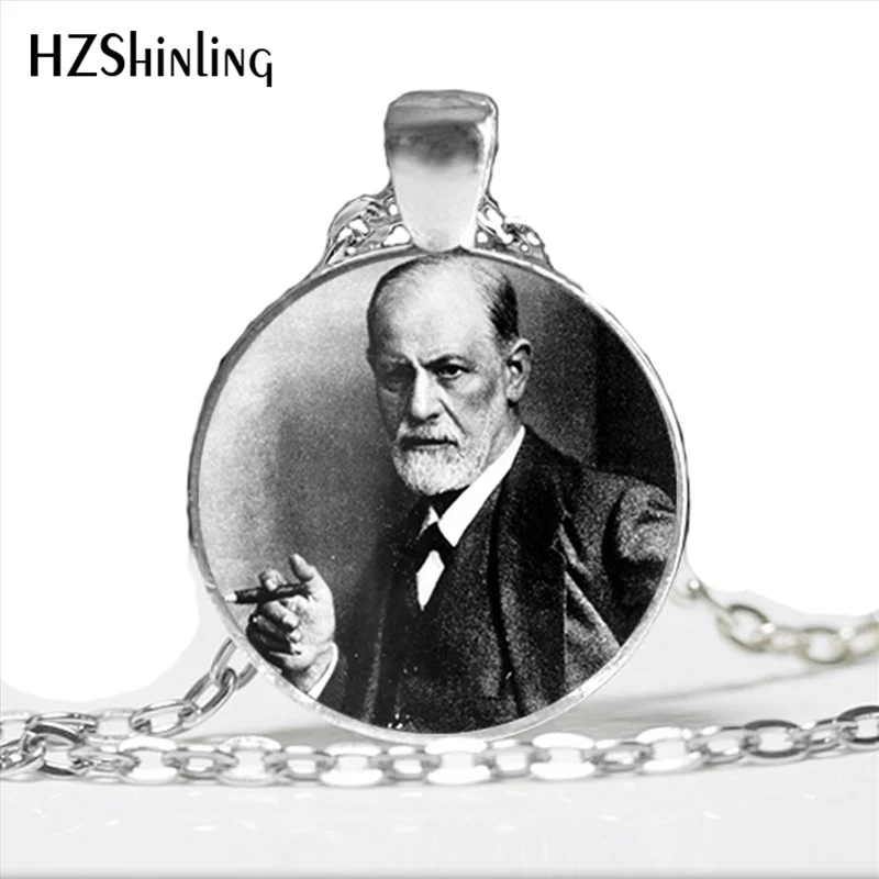 

2017 New Fashion Sigmund Freud Necklace Handmade Glass Dome Famous People Genius jewelry Steampunk Freud Necklace HZ1